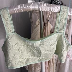 2 Piece Mint green/pastel green set, crop tank & mini skirt jacquard size L NWT